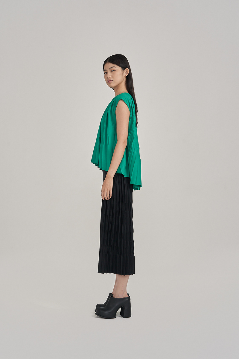 Cos green pleated outlet skirt