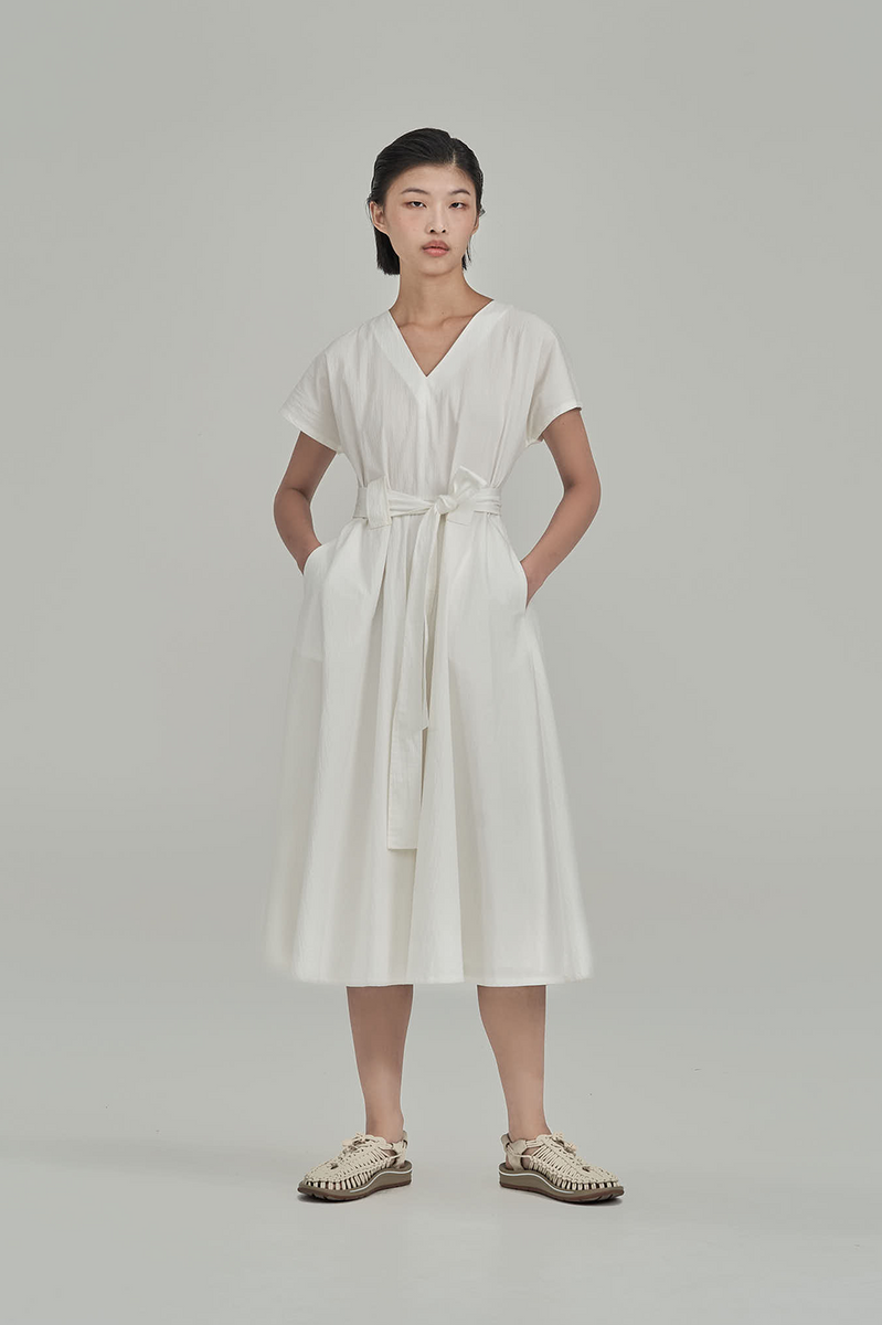 Lenora Wrap Dress Navy Linen