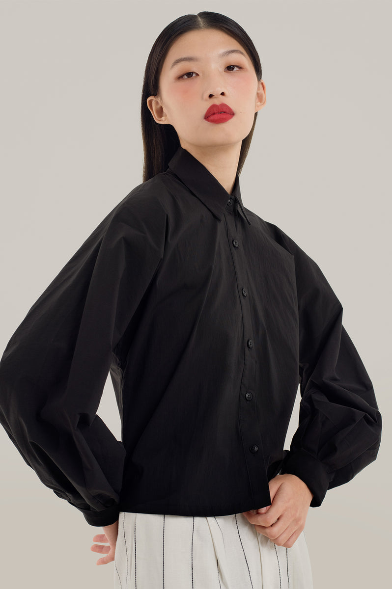 Rumer Puff Sleeves Top, Black