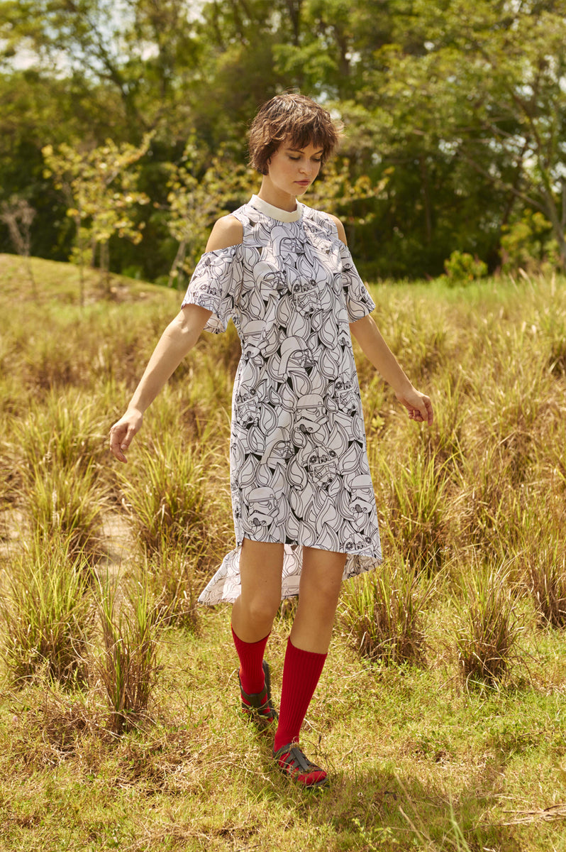 Line Cold Shoulder Dress